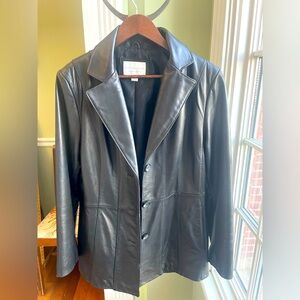 Vintage Early 90s Black Lambskin Leather Jacket Button-up Tailored– Size Large